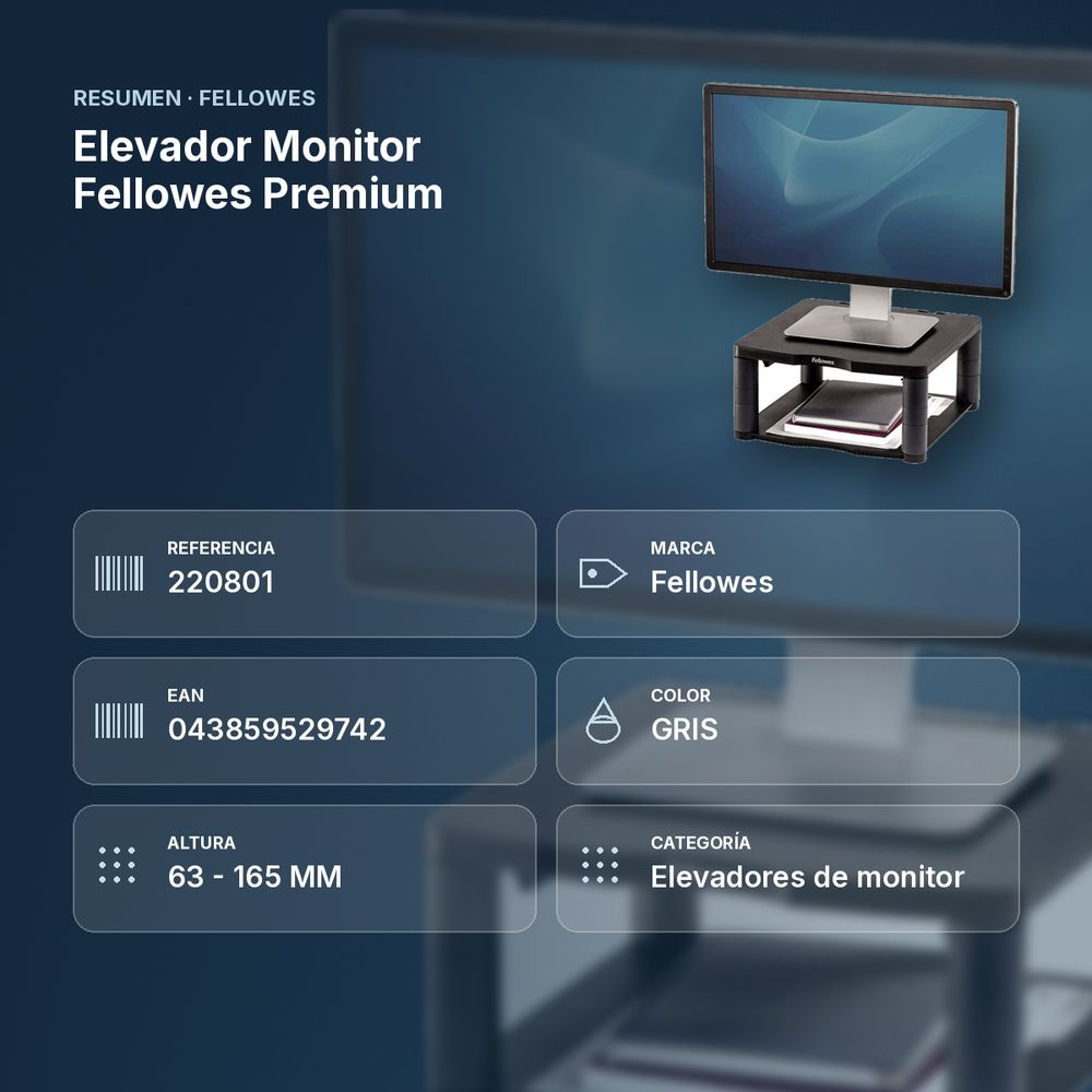 ELEVADOR MONITOR FELLOWES PREMIUM - resumen de atributos