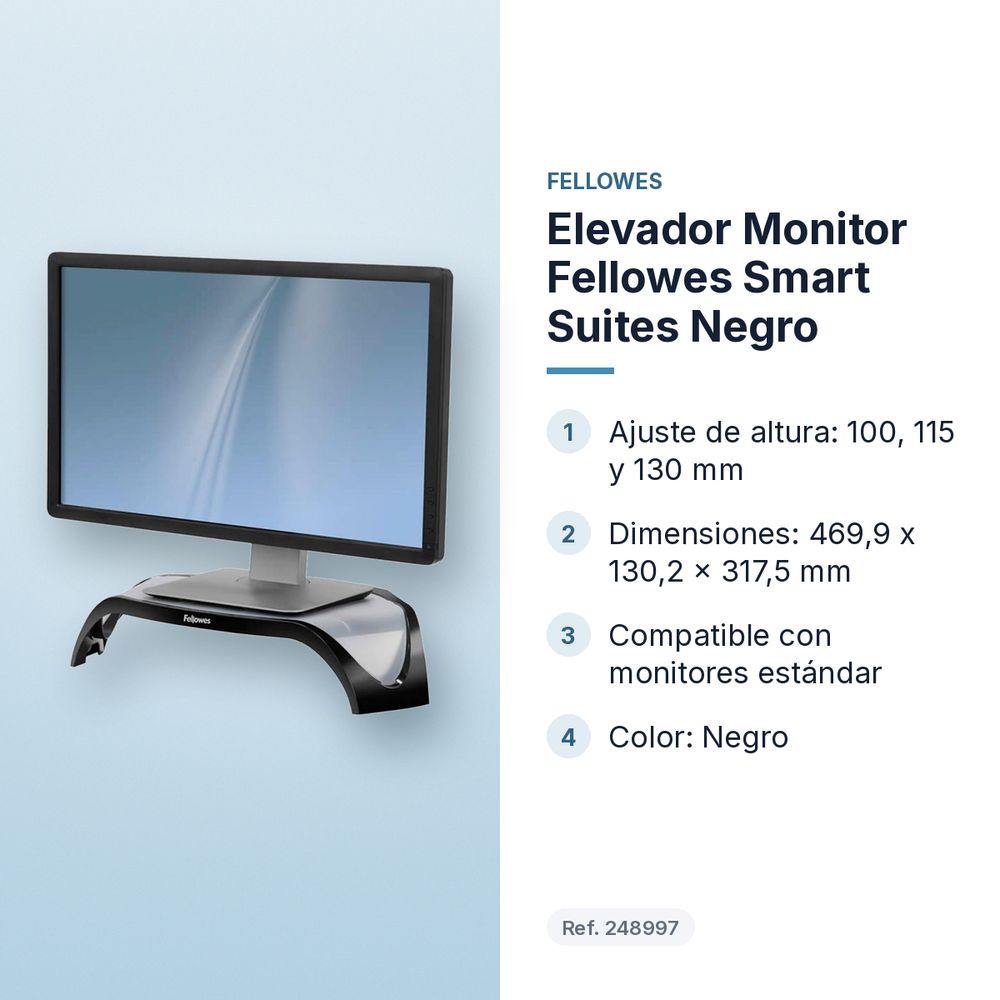 ELEVADOR MONITOR FELLOWES SMART SUITES  NEGRO - características principales