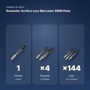 ROTULADOR ACRÍLICO LYRA MARCADOR 8MM PLATA  - formato de venta: paquete de 4, caja de 144