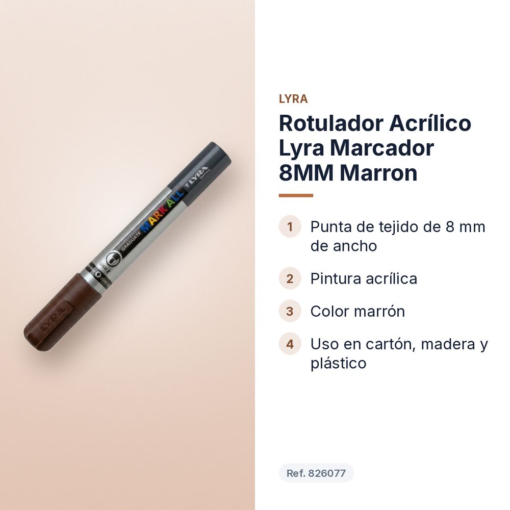 ROTULADOR ACRÍLICO LYRA MARCADOR 8MM MARRON - características principales