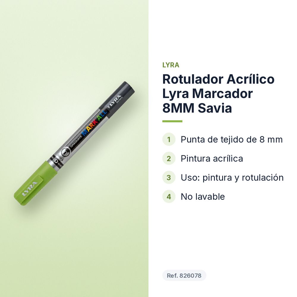 ROTULADOR ACRÍLICO LYRA MARCADOR 8MM SAVIA - características principales