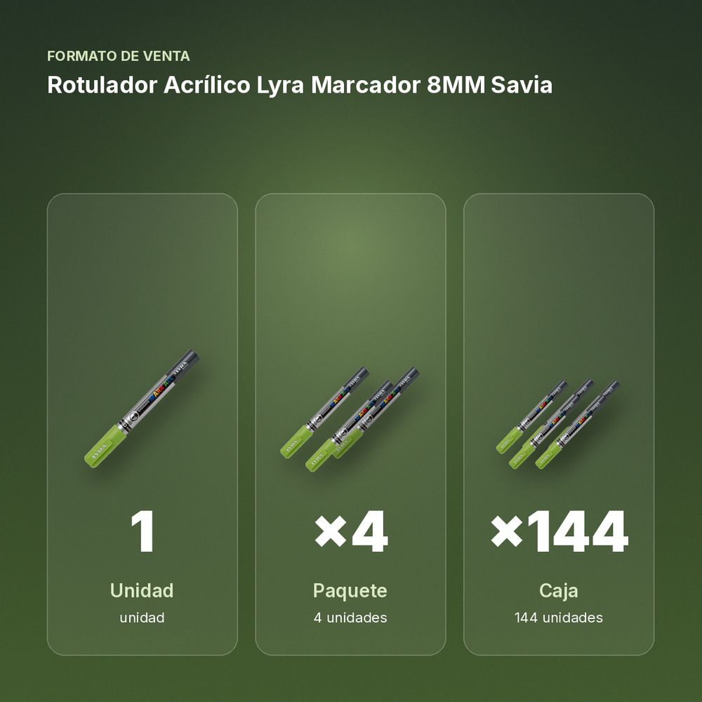 ROTULADOR ACRÍLICO LYRA MARCADOR 8MM SAVIA - formato de venta: paquete de 4, caja de 144