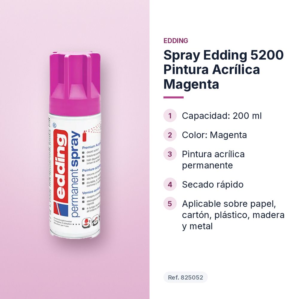 SPRAY EDDING 5200 PINTURA ACRÍLICA MAGENTA - características principales