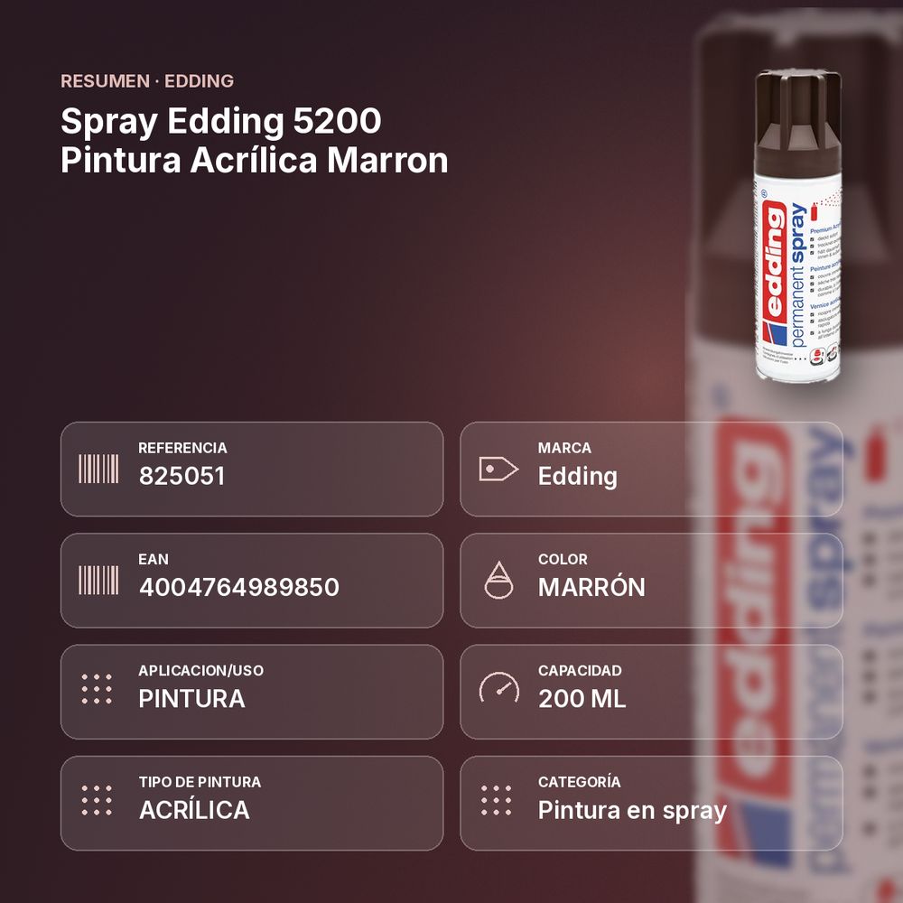 SPRAY EDDING 5200 PINTURA ACRÍLICA MARRON - resumen de atributos