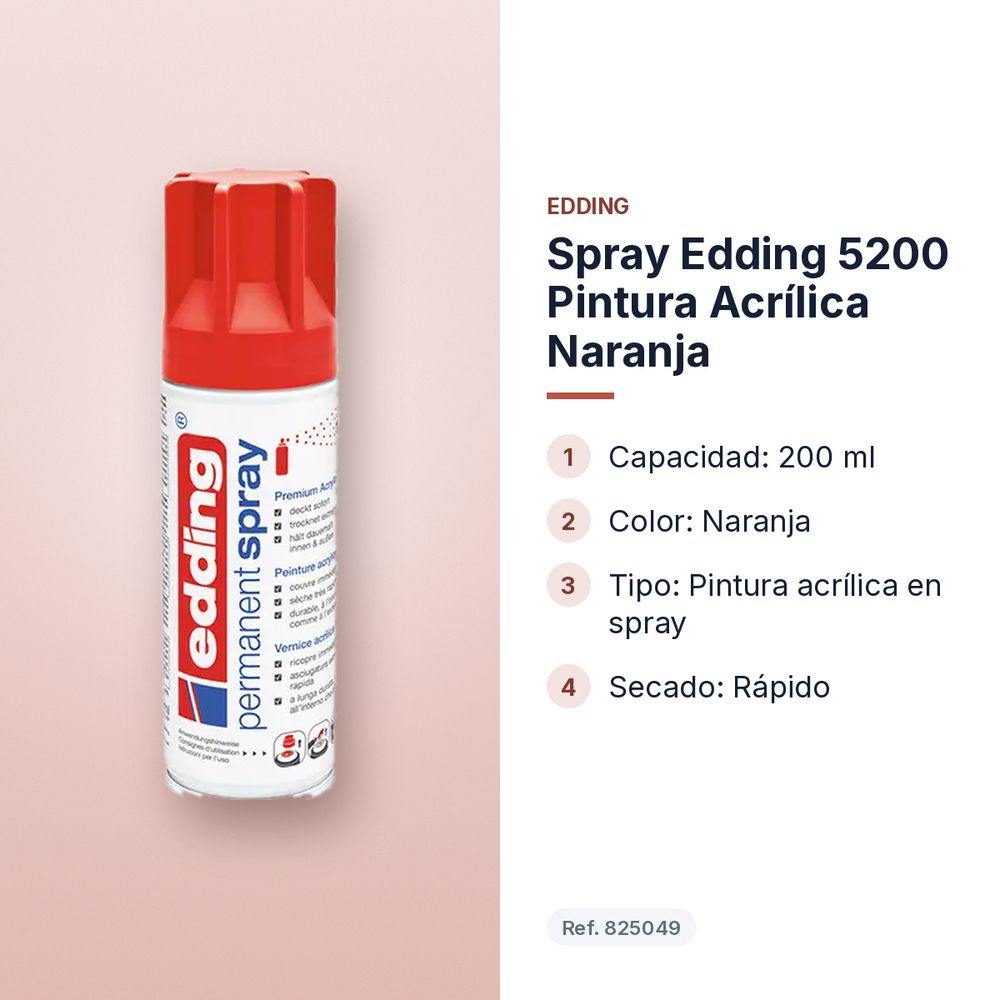 SPRAY EDDING 5200 PINTURA ACRÍLICA NARANJA - características principales