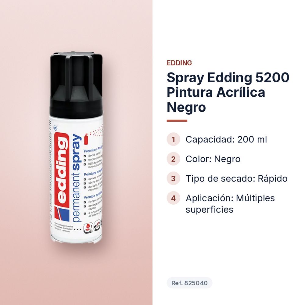 SPRAY EDDING 5200 PINTURA ACRÍLICA NEGRO - características principales