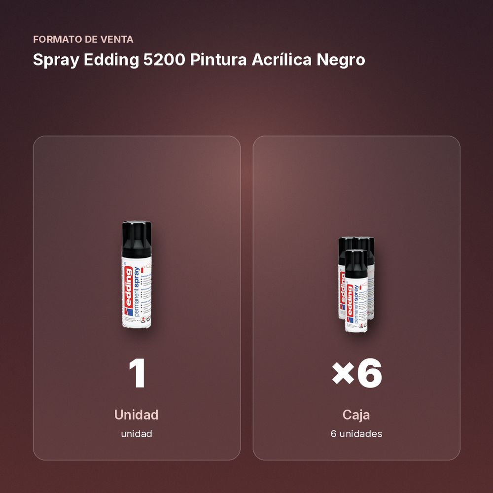 SPRAY EDDING 5200 PINTURA ACRÍLICA NEGRO - formato de venta: caja de 6