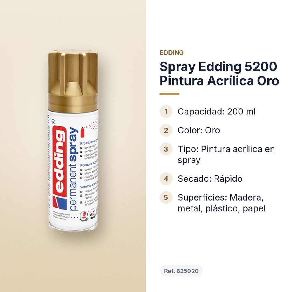 SPRAY EDDING 5200 PINTURA ACRÍLICA ORO - características principales