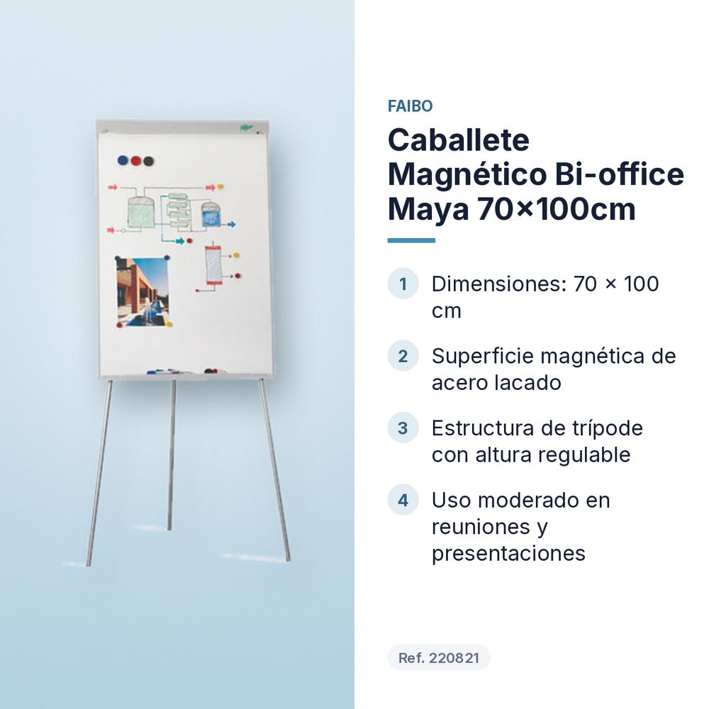 CABALLETE MAGNÉTICO BI-OFFICE MAYA 70×100CM  - características principales