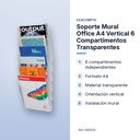 SOPORTE MURAL OFFICE A4 VERTICAL 6 COMPARTIMENTOS TRANSPARENTES - características principales
