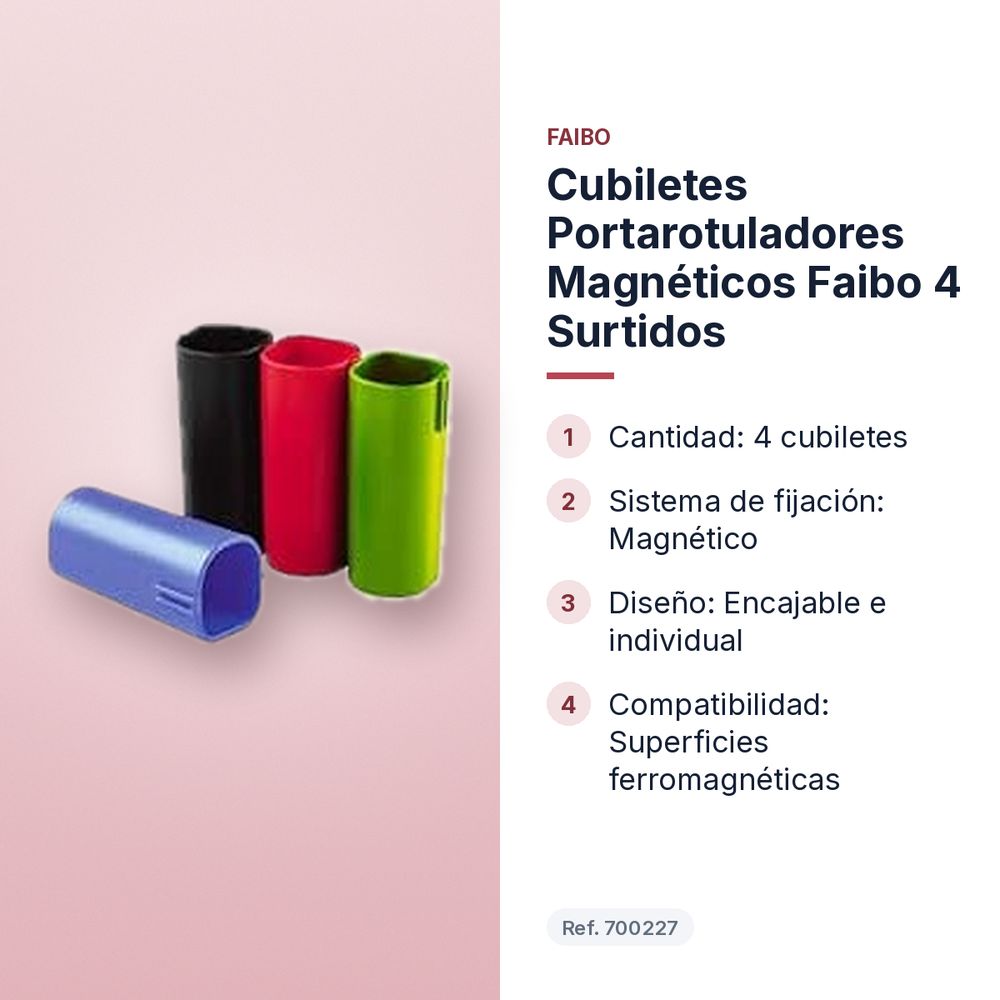 CUBILETES PORTAROTULADORES MAGNÉTICOS FAIBO 4 SURTIDOS - características principales