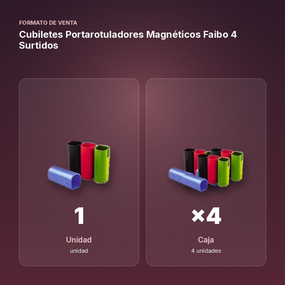 CUBILETES PORTAROTULADORES MAGNÉTICOS FAIBO 4 SURTIDOS - formato de venta: caja de 4