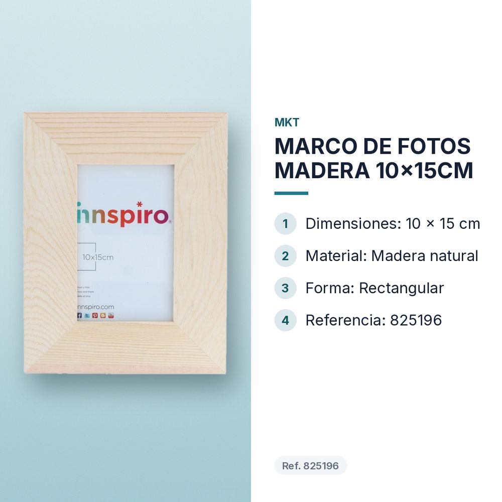 MARCO DE FOTOS MADERA 10x15CM - características principales