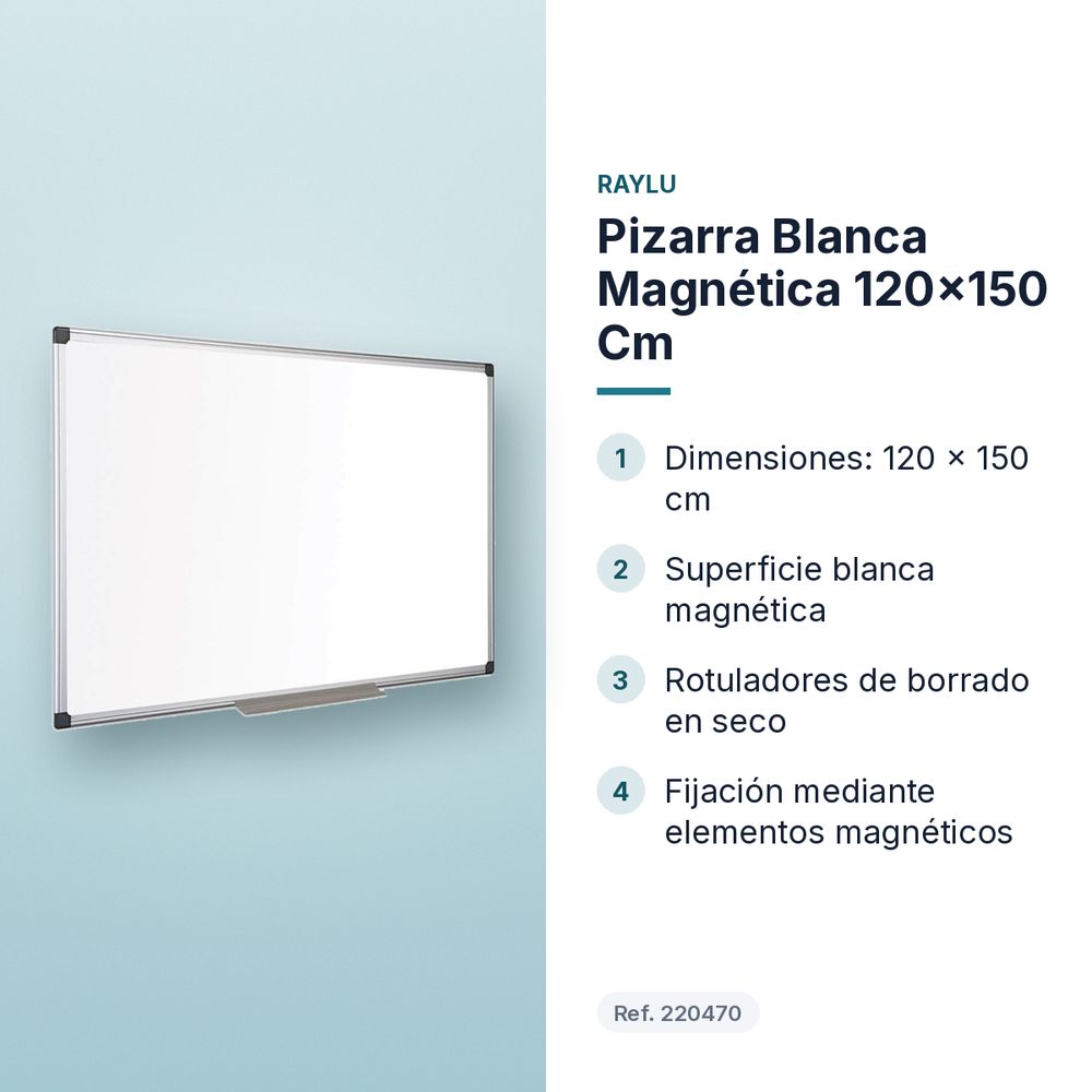 PIZARRA BLANCA MAGNÉTICA 120X150 CM - características principales