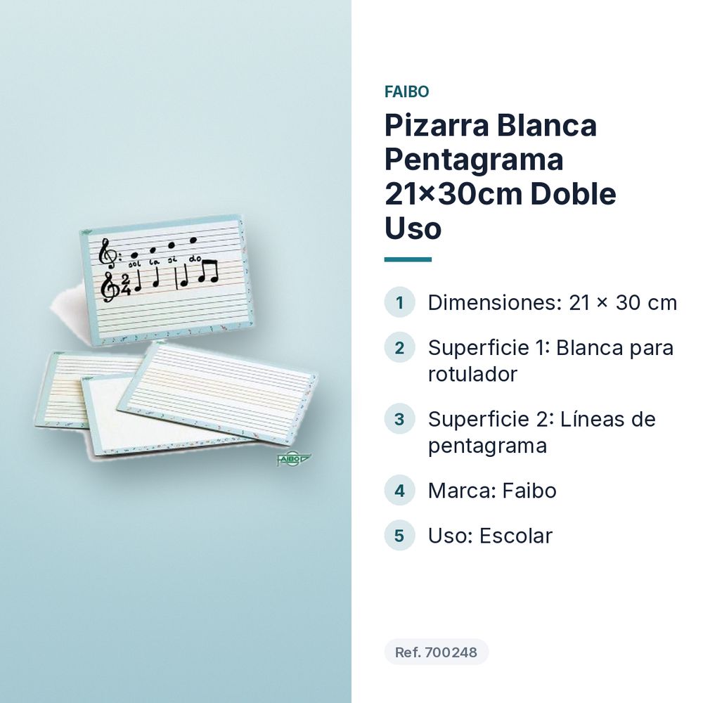PIZARRA BLANCA PENTAGRAMA 21×30CM DOBLE USO - características principales