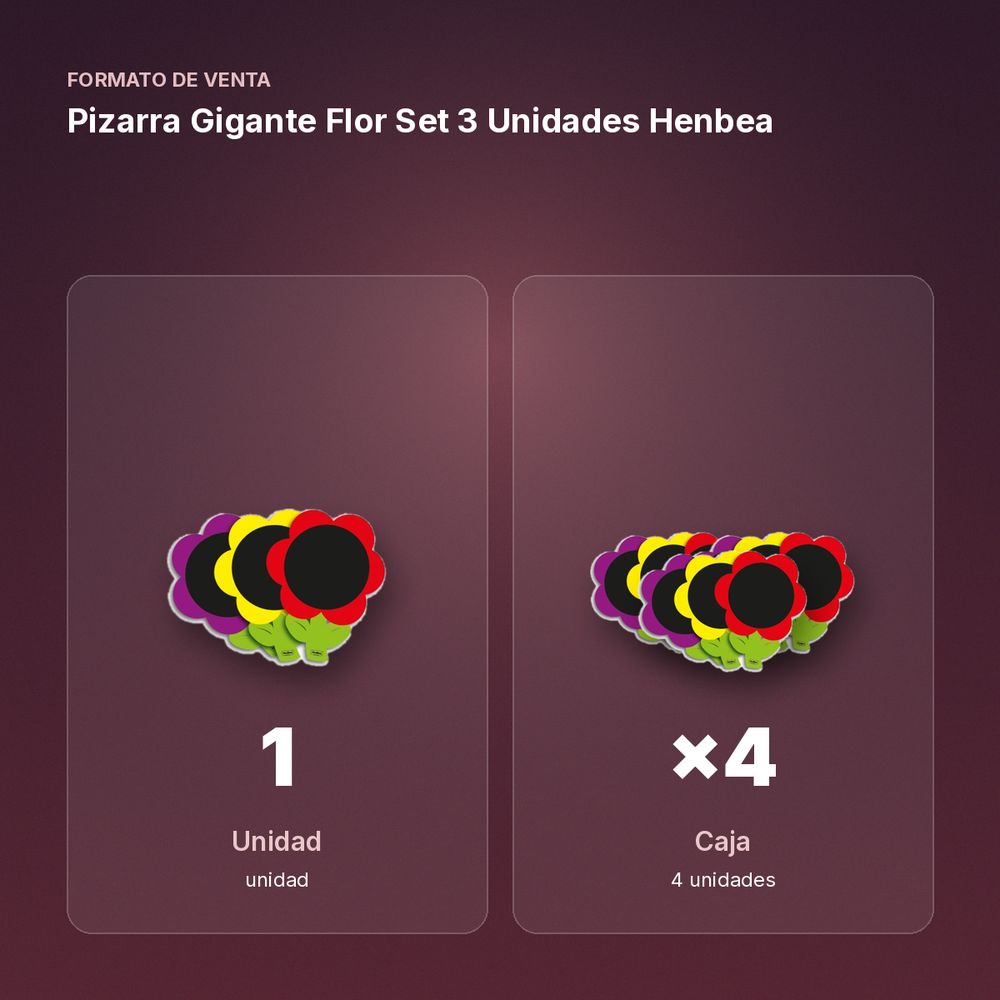 PIZARRA GIGANTE FLOR SET 3 UNIDADES HENBEA - formato de venta: caja de 4