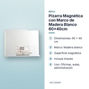 PIZARRA MAGNÉTICA CON MARCO DE MADERA BLANCO 60X40CM - características principales