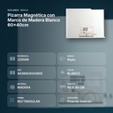PIZARRA MAGNÉTICA CON MARCO DE MADERA BLANCO 60X40CM - resumen de atributos