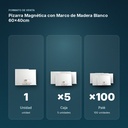 PIZARRA MAGNÉTICA CON MARCO DE MADERA BLANCO 60X40CM - formato de venta: caja de 5, palé de 100