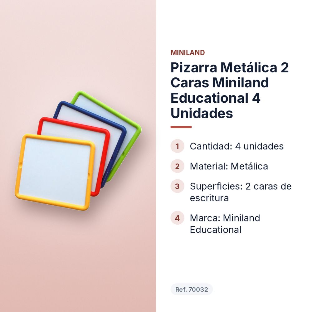 PIZARRA METÁLICA 2 CARAS MINILAND EDUCATIONAL 4 UNIDADES - características principales
