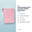 SUBCARPETAS A4 DE CARTULINA 180GR ROSA RAYLU - características principales
