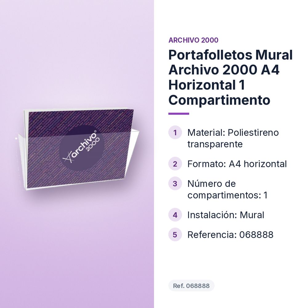 PORTAFOLLETOS MURAL ARCHIVO 2000 A4 HORIZONTAL 1 COMPARTIMENTO - características principales