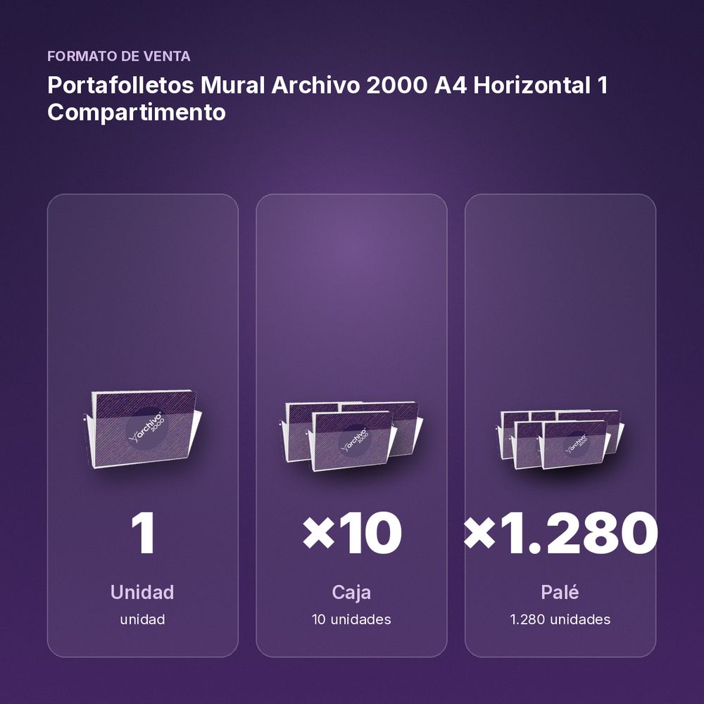 PORTAFOLLETOS MURAL ARCHIVO 2000 A4 HORIZONTAL 1 COMPARTIMENTO - formato de venta: caja de 10, palé de 1280