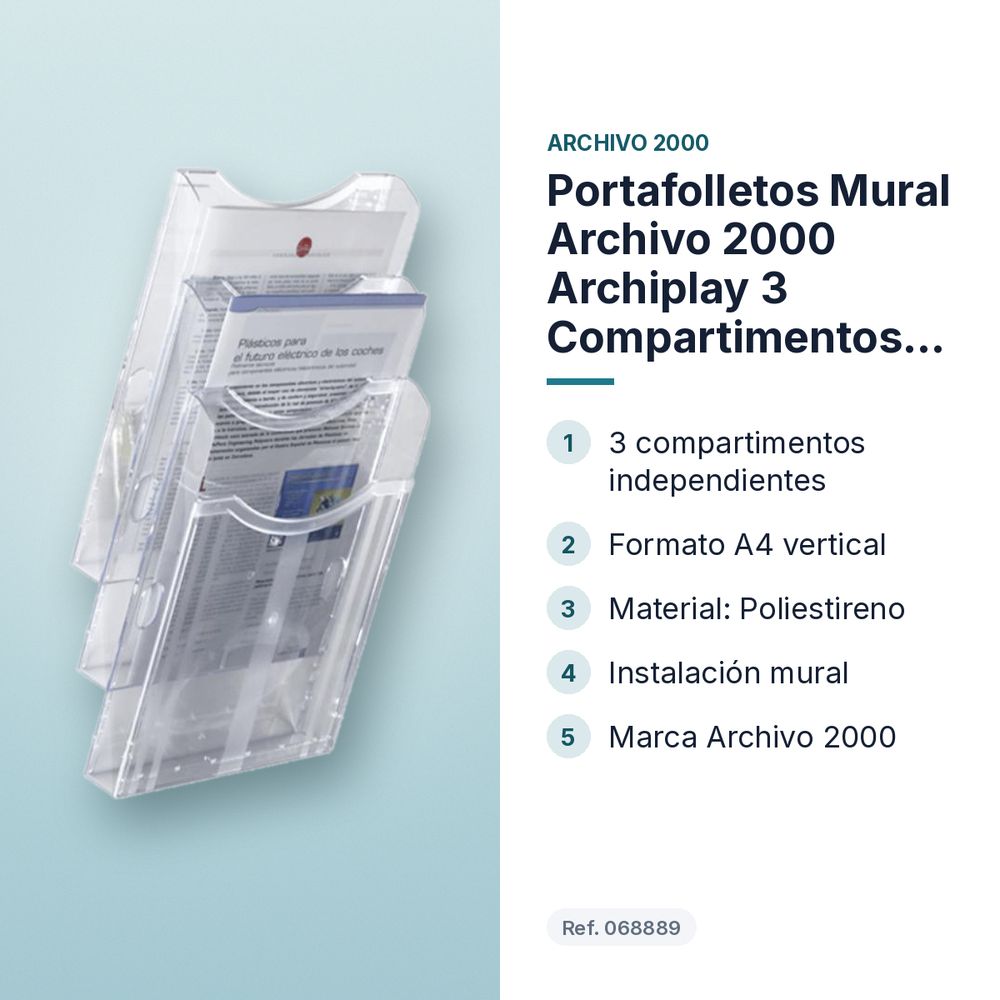 PORTAFOLLETOS MURAL ARCHIVO 2000 ARCHIPLAY 3 COMPARTIMENTOS A4 VERTICAL - características principales