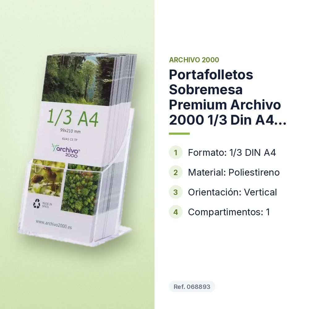 PORTAFOLLETOS SOBREMESA PREMIUM ARCHIVO 2000 1/3 DIN A4 VERTICAL - características principales