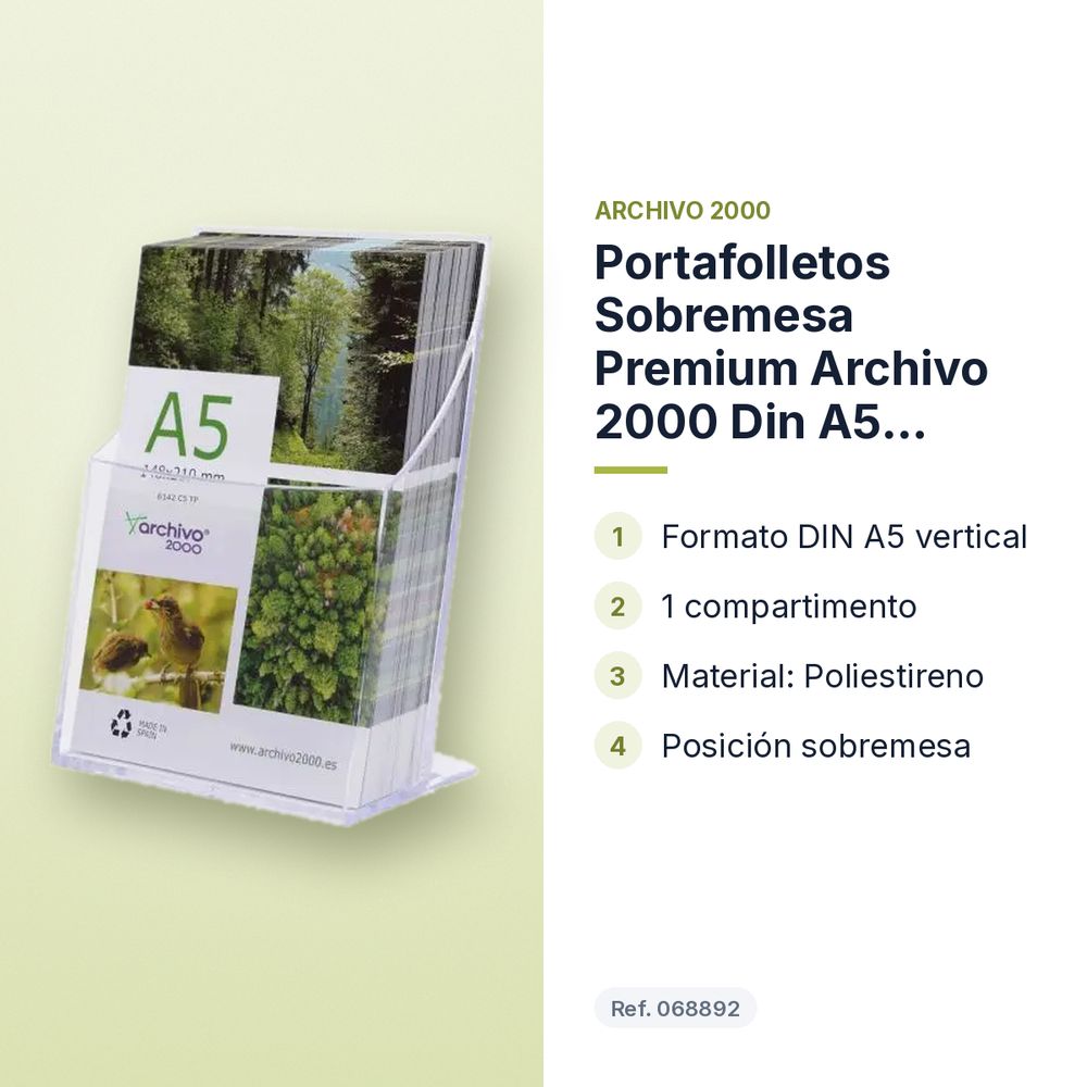 PORTAFOLLETOS SOBREMESA PREMIUM ARCHIVO 2000 DIN A5 VERTICAL - características principales
