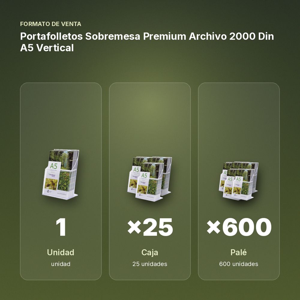 PORTAFOLLETOS SOBREMESA PREMIUM ARCHIVO 2000 DIN A5 VERTICAL - formato de venta: caja de 25, palé de 600