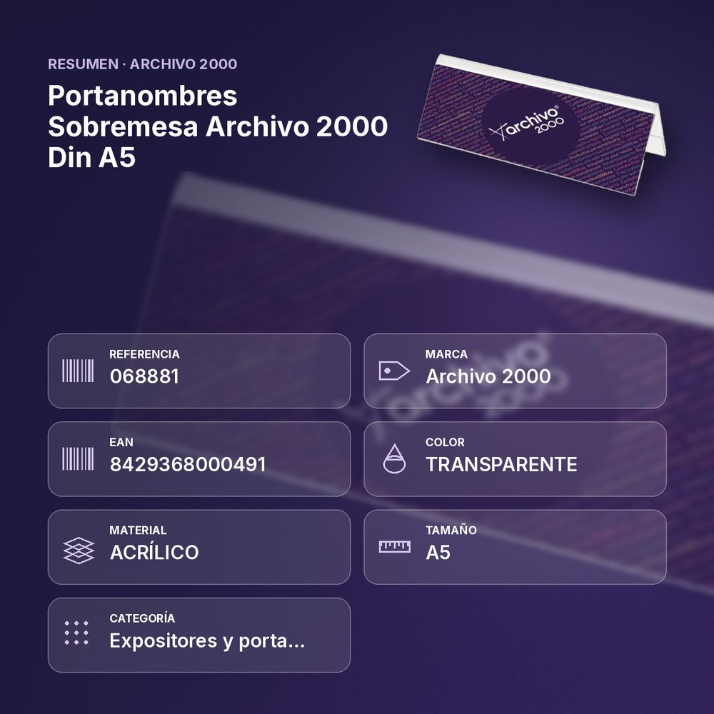 PORTANOMBRES SOBREMESA ARCHIVO 2000 DIN A5 - resumen de atributos