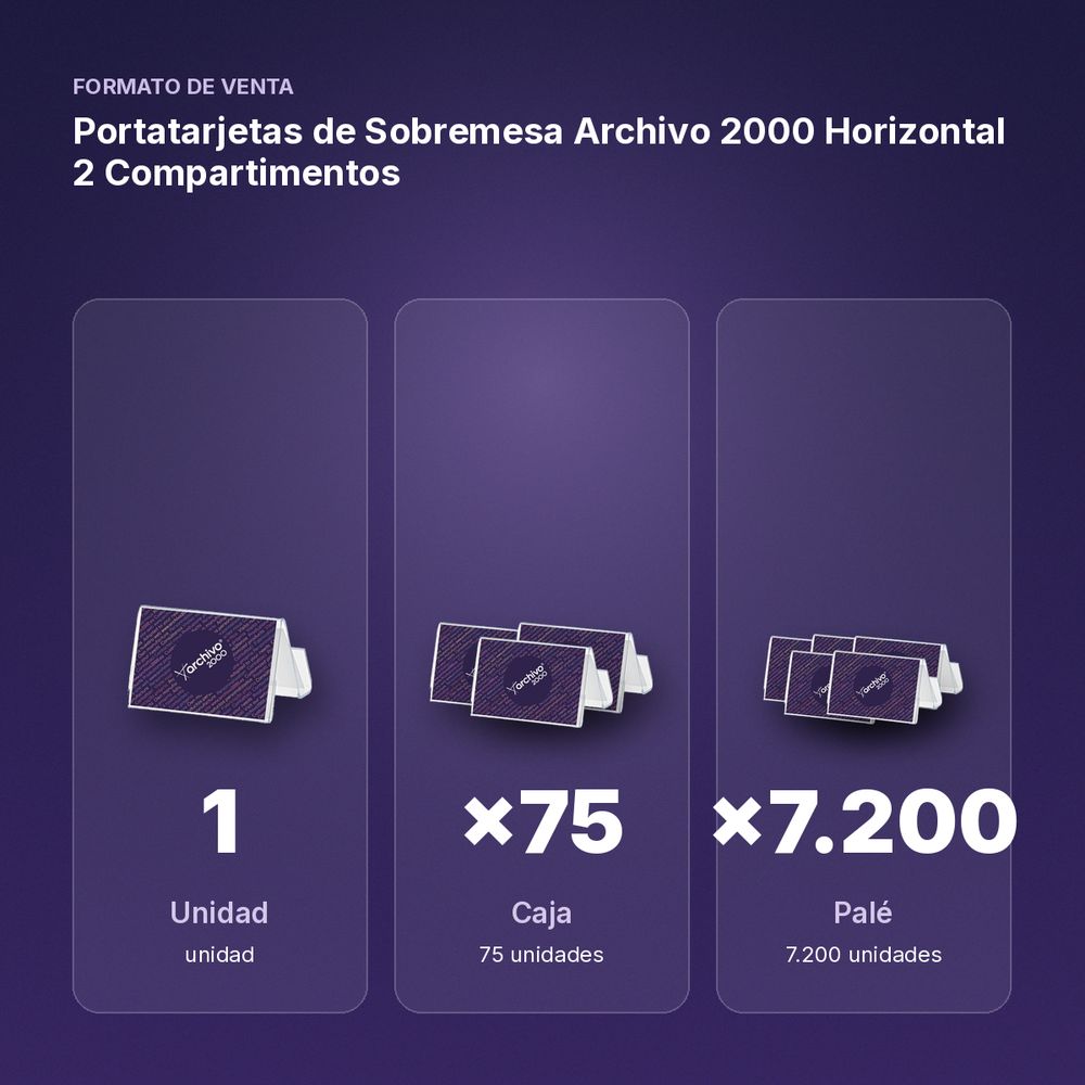 PORTATARJETAS DE SOBREMESA ARCHIVO 2000 HORIZONTAL 2 COMPARTIMENTOS - formato de venta: caja de 75, palé de 7200