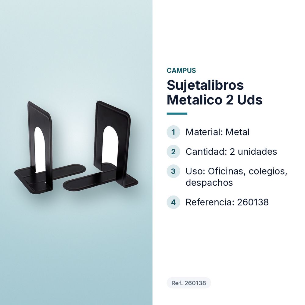 SUJETALIBROS METALICO 2 UDS - características principales