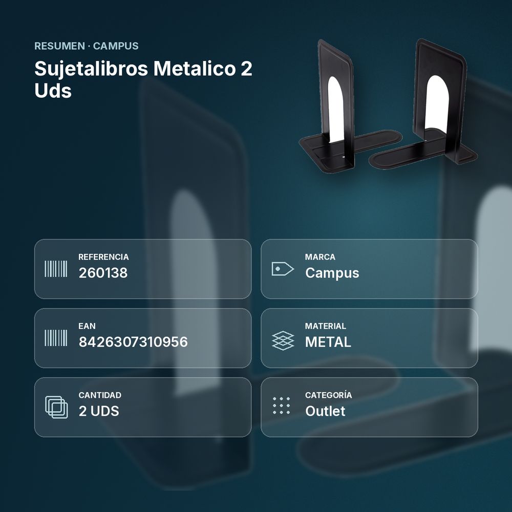 SUJETALIBROS METALICO 2 UDS - resumen de atributos
