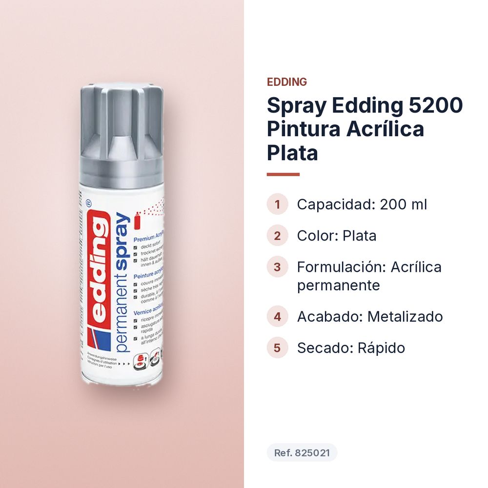 SPRAY EDDING 5200 PINTURA ACRÍLICA PLATA - características principales
