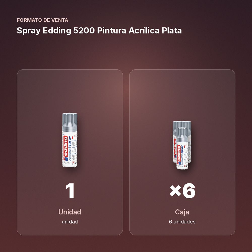 SPRAY EDDING 5200 PINTURA ACRÍLICA PLATA - formato de venta: caja de 6