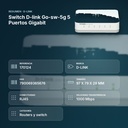 SWITCH D-LINK GO-SW-5G 5 PUERTOS GIGABIT  - resumen de atributos