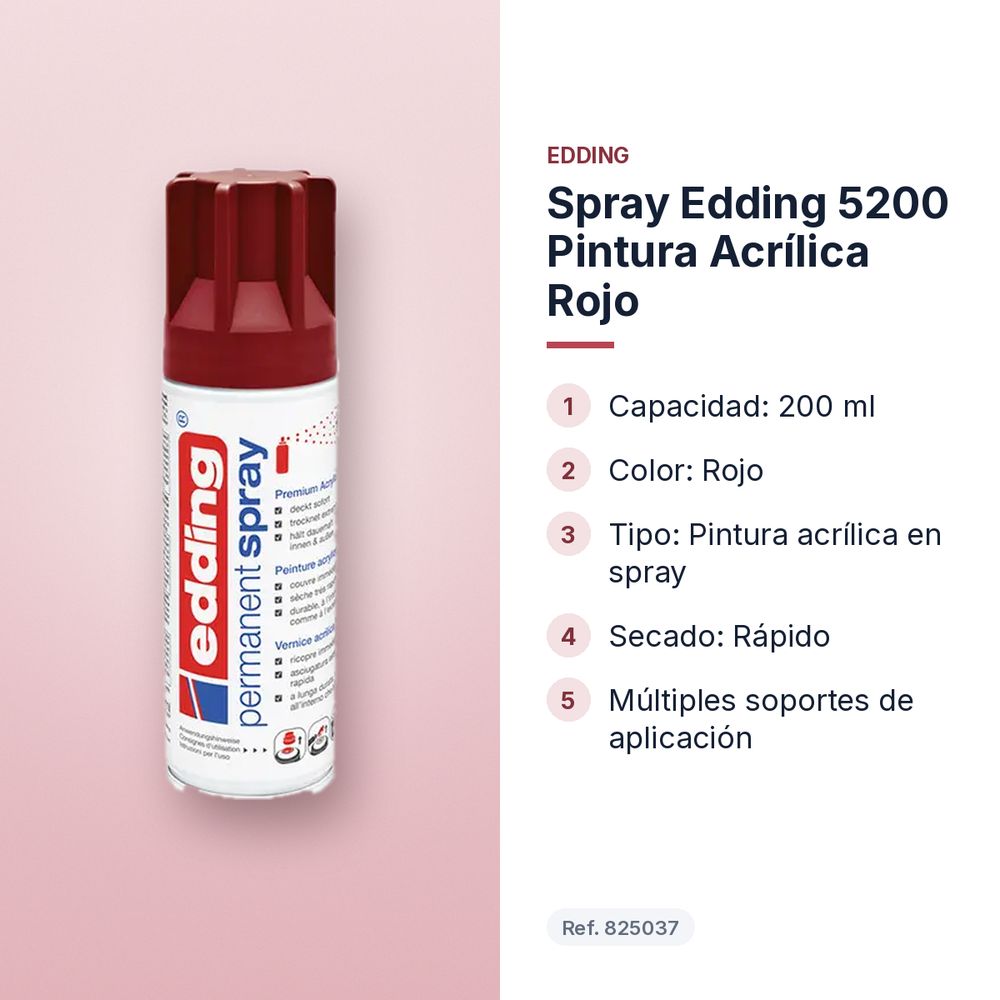 SPRAY EDDING 5200 PINTURA ACRÍLICA ROJO - características principales