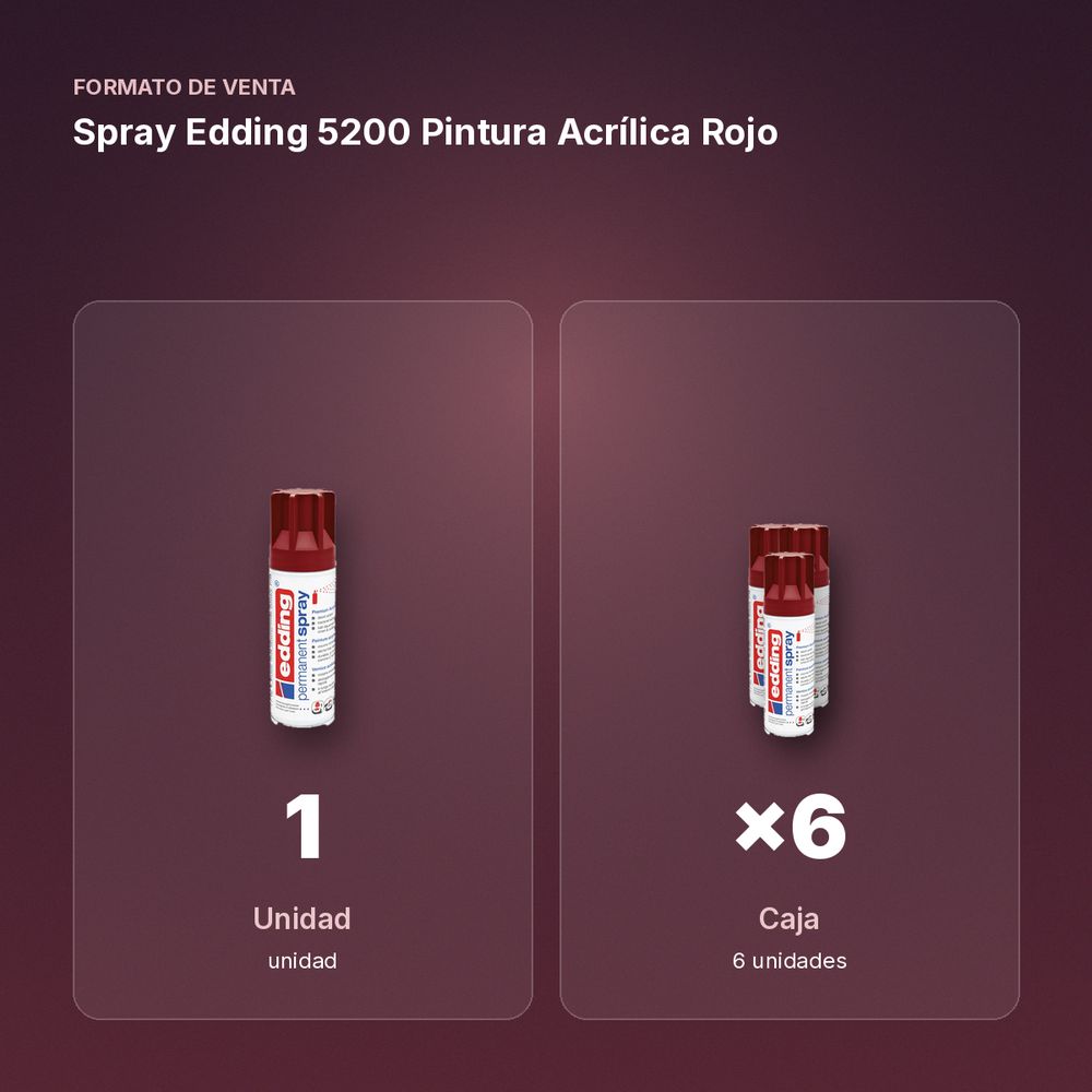 SPRAY EDDING 5200 PINTURA ACRÍLICA ROJO - formato de venta: caja de 6