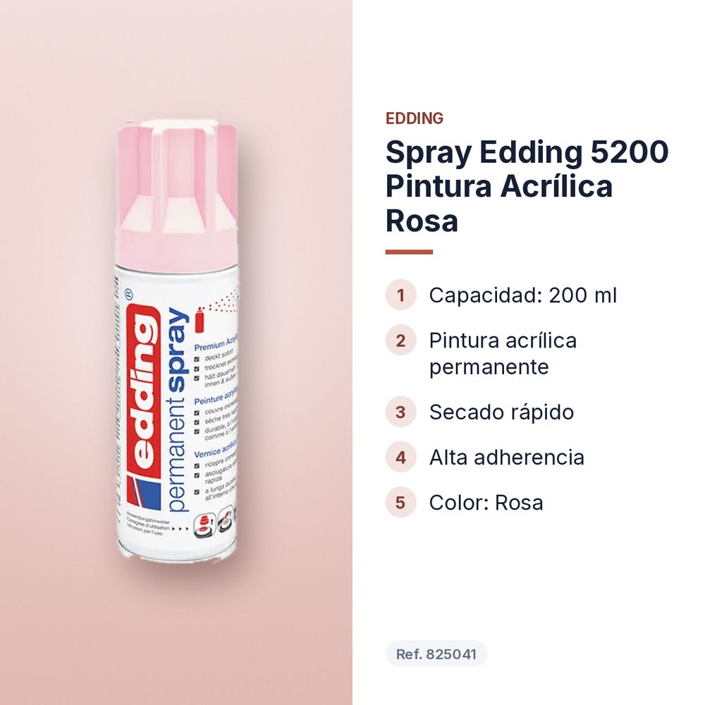 SPRAY EDDING 5200 PINTURA ACRÍLICA ROSA - características principales