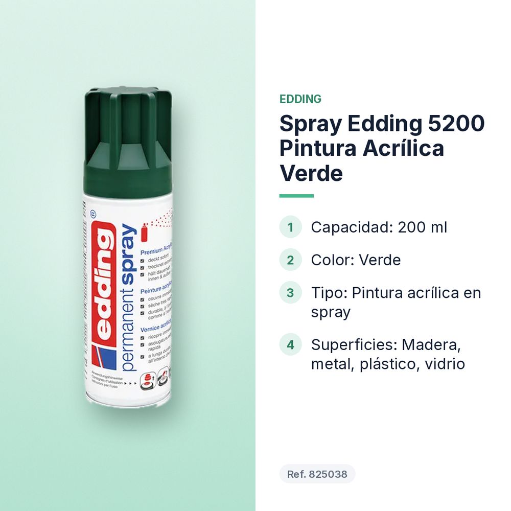 SPRAY EDDING 5200 PINTURA ACRÍLICA VERDE - características principales