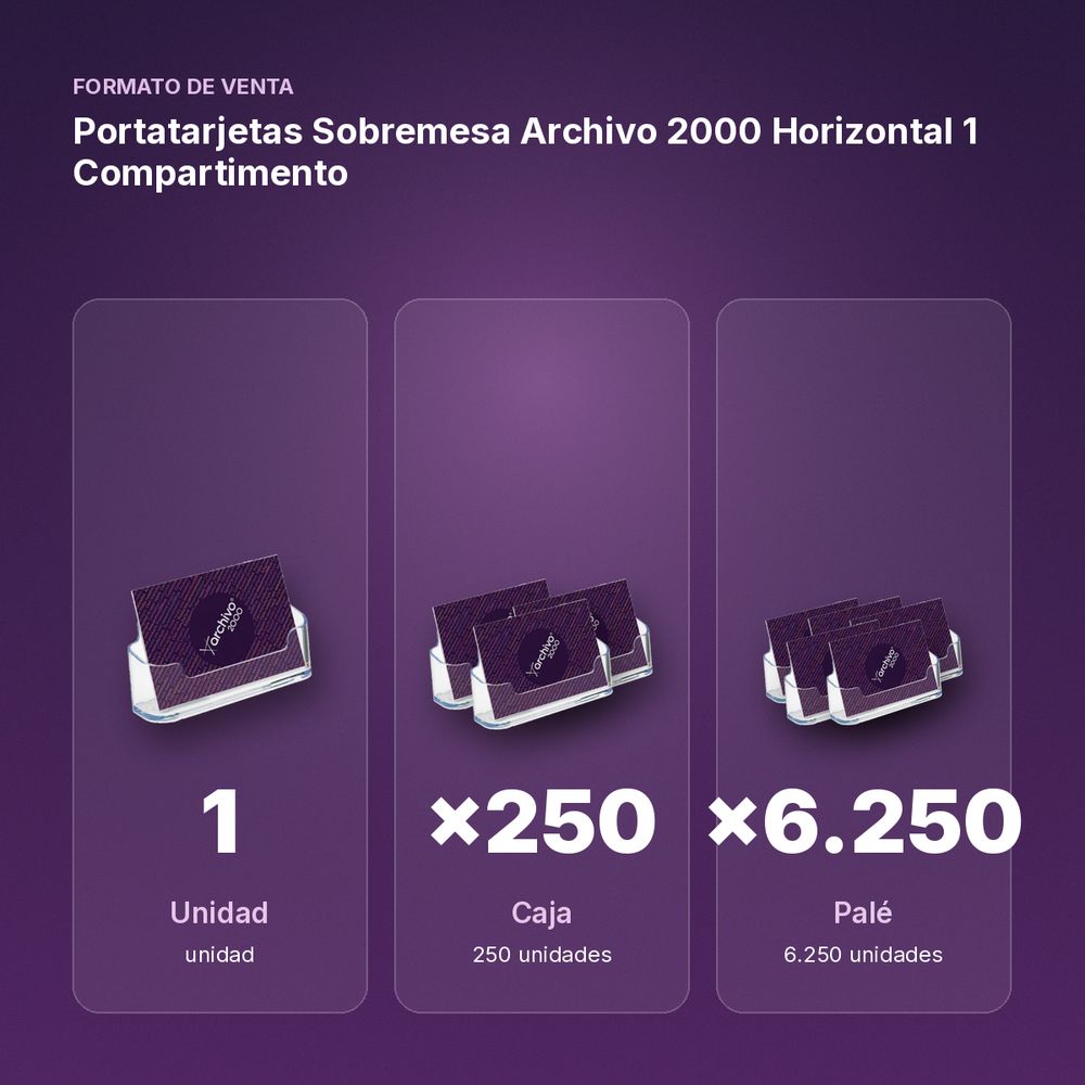 PORTATARJETAS SOBREMESA ARCHIVO 2000 HORIZONTAL 1 COMPARTIMENTO - formato de venta: caja de 250, palé de 6250