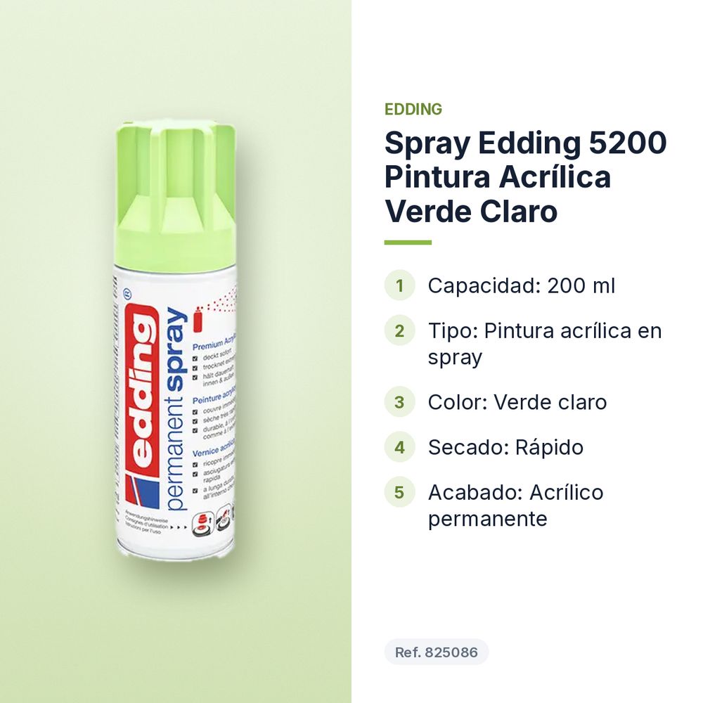 SPRAY EDDING 5200 PINTURA ACRÍLICA VERDE CLARO - características principales