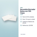RECAMBIO BORRADOR BOLSA CON 100 HOJAS - características principales
