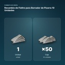 RECAMBIO DE FIELTRO PARA BORRADOR DE PIZARRA 10 UNIDADES - formato de venta: caja de 50