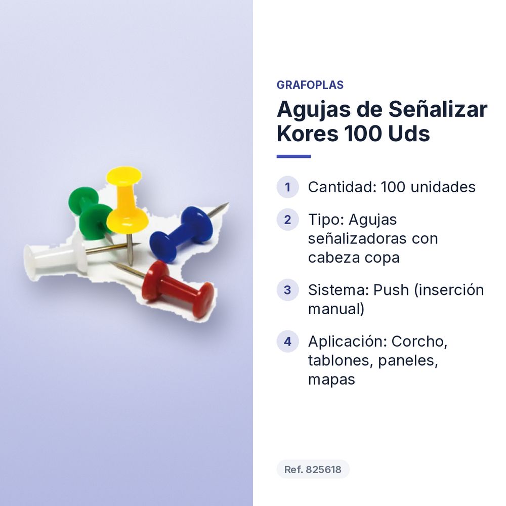 AGUJAS DE SEÑALIZAR KORES 100 UDS - características principales