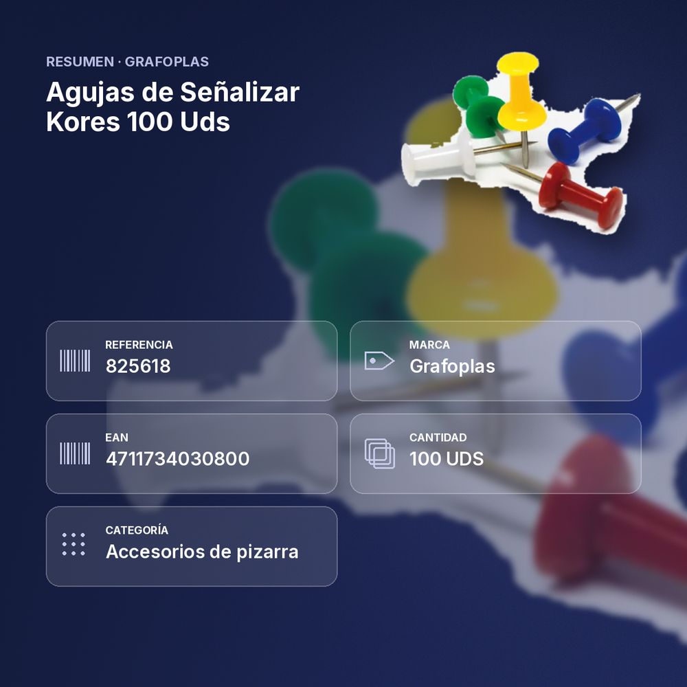 AGUJAS DE SEÑALIZAR KORES 100 UDS - resumen de atributos