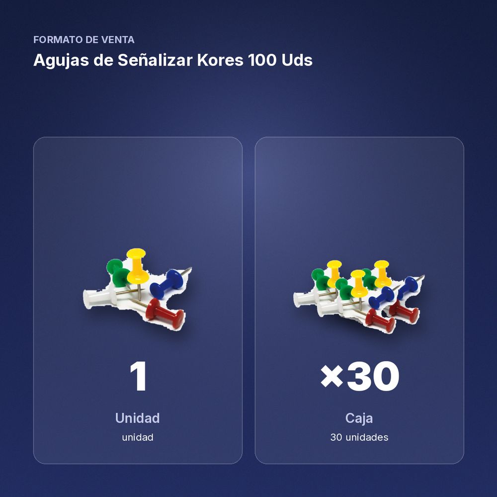 AGUJAS DE SEÑALIZAR KORES 100 UDS - formato de venta: caja de 30