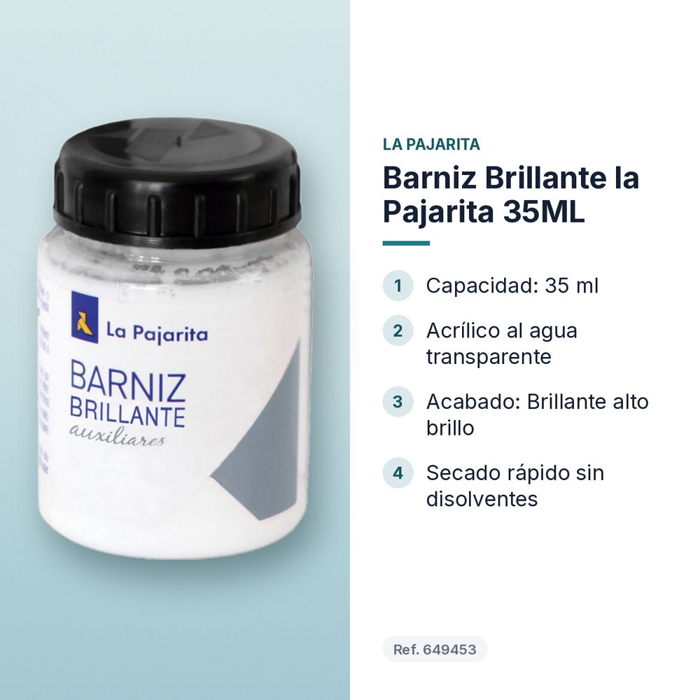 BARNIZ BRILLANTE LA PAJARITA 35ML  - características principales